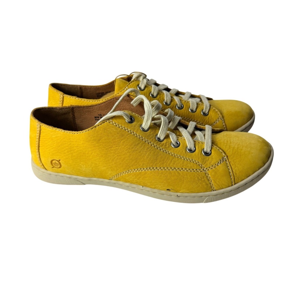 Born Sunshine Yellow Leather Lace Up Sneakers Womens 10 Comfort Casual Shoes